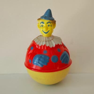 LOT 207: Vintage Toys Including C.G. Wood Company Ringer Washer, Plush Mechanical Dog, Roly Poly Clown, and More