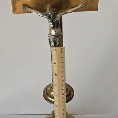 LOT 211: Vintage Cross Stitch Embroidery Madonna, Sacred Heart of Jesus Print, Pope John Paul I Photo, Gold-tone Crucifix, Padre Pio...