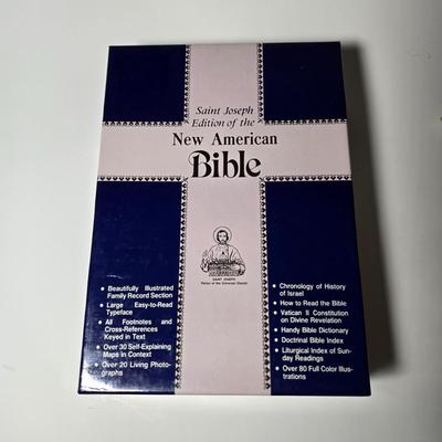 LOT 211: Vintage Cross Stitch Embroidery Madonna, Sacred Heart of Jesus Print, Pope John Paul I Photo, Gold-tone Crucifix, Padre Pio...