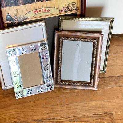 LOT 212: Three Tier Metal Galvanized Tray with Memo Board and Assorted Picture Frames