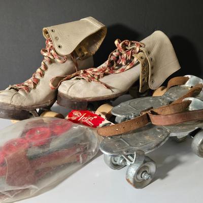 LOT 215: Vintage Women's Chicago Roller Skates, Adjustable Metal Roller Skates, And Chicago Roller Skates that Fit Over Shoes
