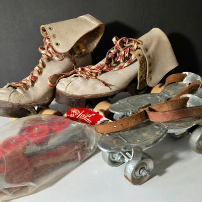 LOT 215: Vintage Women's Chicago Roller Skates, Adjustable Metal Roller Skates, And Chicago Roller Skates that Fit Over Shoes