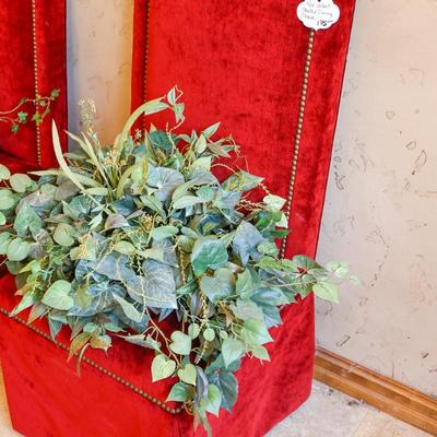 Two Velvet Skirted Dining Chairs