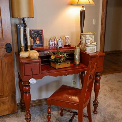 Master Bedroom: Red Desk, Chair & Decor