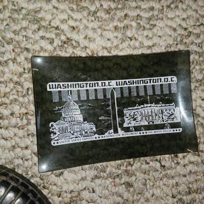 RUBBER TIRE AND GLASS ASHTRAYS PLUS MANY LIGHTERS