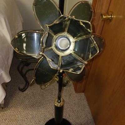 A UNIQUE GLASS PETAL FLOOR LAMP 70" TALL