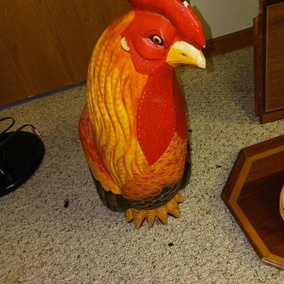 ROOSTERS AND INLAID WOOD TRAYS