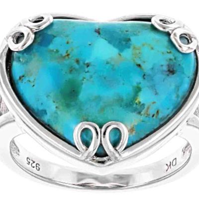 Natural Blue Turquoise 925 Ring size 8