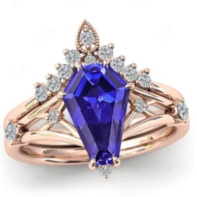 Coffin Cut Tanzanite Bridal Set