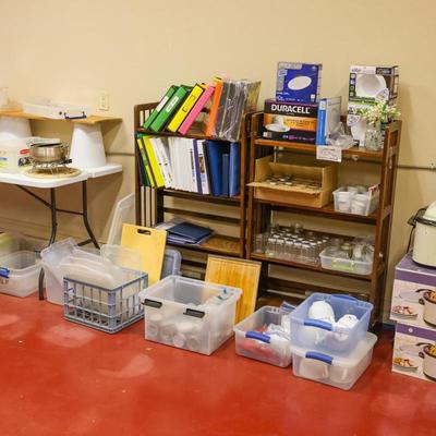 Sale Photo Thumbnail #342: Two Wood Shelves, Tupperware, Bella Cookers & More
- Tables & Shelving (on table) are not included

NO CHERRY PICKING or taking ONLY the items you want and leaving the rest! Please arrive with enough time to load. Bring boxes/any tools to assemble/dolly/p