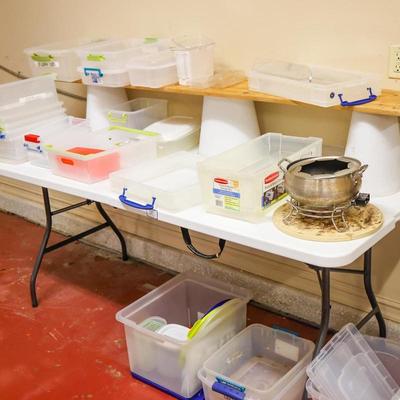 Two Wood Shelves, Tupperware, Bella Cookers & More