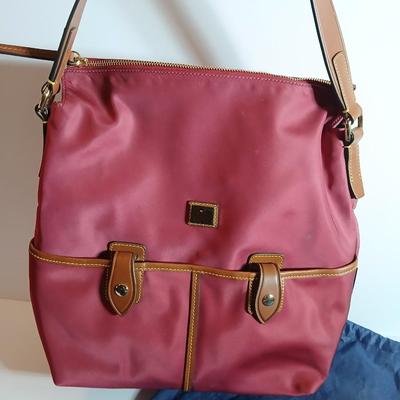 Dooney & Bourke Nylon Zip Shoulder Bag – Pink with Leather Trim