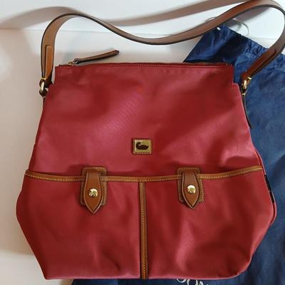 Dooney & Bourke Nylon Zip Shoulder Bag – Pink with Leather Trim