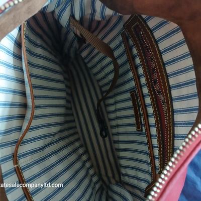 Dooney & Bourke Nylon Zip Shoulder Bag – Pink with Leather Trim
