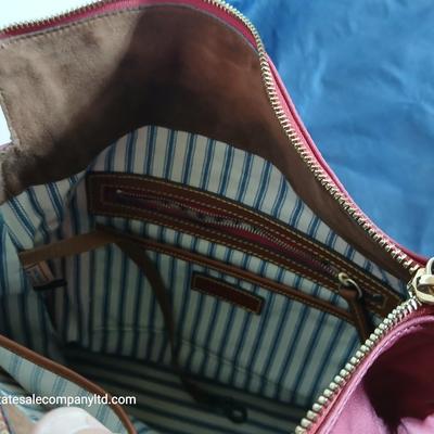 Dooney & Bourke Nylon Zip Shoulder Bag – Pink with Leather Trim