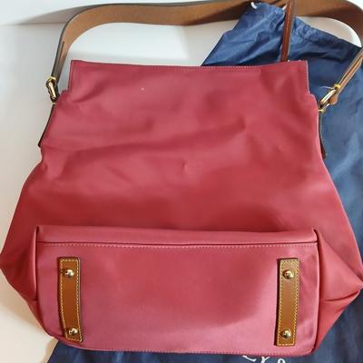 Dooney & Bourke Nylon Zip Shoulder Bag – Pink with Leather Trim