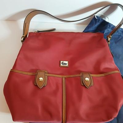 Dooney & Bourke Nylon Zip Shoulder Bag – Pink with Leather Trim