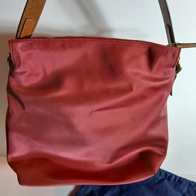 Dooney & Bourke Nylon Zip Shoulder Bag – Pink with Leather Trim