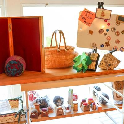 Upstairs Middle Selection: Lap Frames, Organizing Carts, Knitting Needles, John James Needle Packs, Baskets, Pin Cushions & more