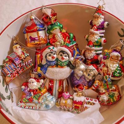 Bowl of 10 Radko Ornaments