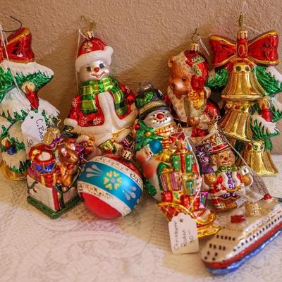 Selection of 10 Mix of Old World Christmas & Radko Ornaments