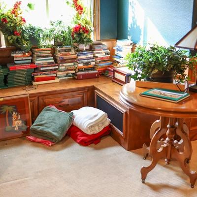 Stained Glass Lamp ($150), Books, Art, Floral Decoration, Beautiful Table & More