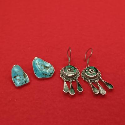 STERLING SILVER AND TURQUOISE EARRINGS