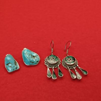 STERLING SILVER AND TURQUOISE EARRINGS