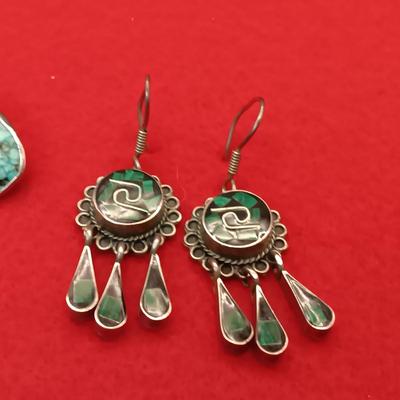 STERLING SILVER AND TURQUOISE EARRINGS
