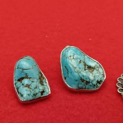 STERLING SILVER AND TURQUOISE EARRINGS