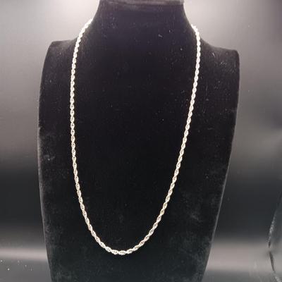 STERLING SILVER CHAIN AND EARRINGS 12.40g