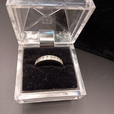 10K GOLD GARNET AND DIAMOND CROSS W/10K CHAIN PLUS A 10K RING WITH DIAMONDS 8.43g SIZE 7 1/2