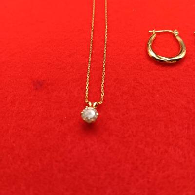14K GOLD EARRINGS AND NECKLACE 3.62g