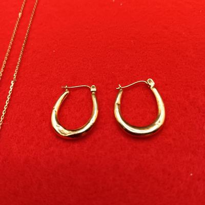 14K GOLD EARRINGS AND NECKLACE 3.62g