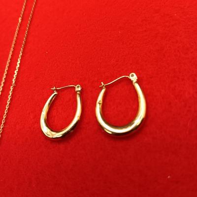 14K GOLD EARRINGS AND NECKLACE 3.62g