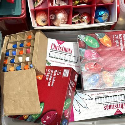 Vintage Shiny Brite Christmas Lot with Totes