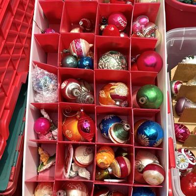 Vintage Shiny Brite Christmas Lot with Totes
