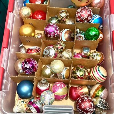Vintage Shiny Brite Christmas Lot with Totes
