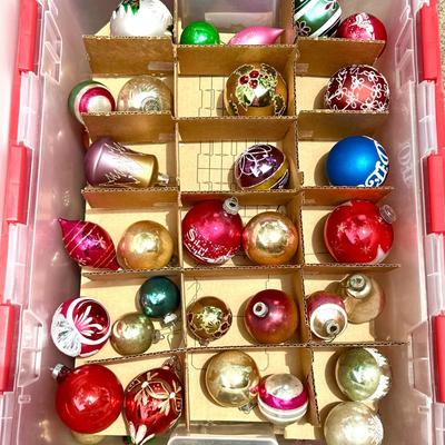 Vintage Shiny Brite Christmas Lot with Totes