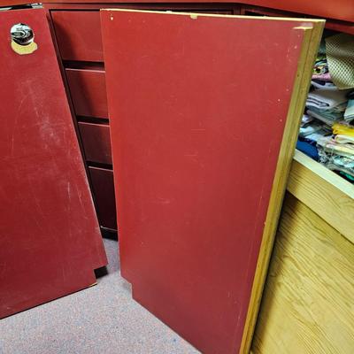 L-Shaped Red Storage Shelves w/Drawer Units (BF1-JS)