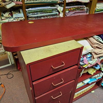 L-Shaped Red Storage Shelves w/Drawer Units (BF1-JS)