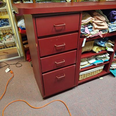 L-Shaped Red Storage Shelves w/Drawer Units (BF1-JS)