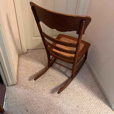 Oak Cane Seat Rocker & Oak Tall Table (BD-RG)