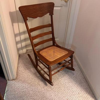 Oak Cane Seat Rocker & Oak Tall Table (BD-RG)