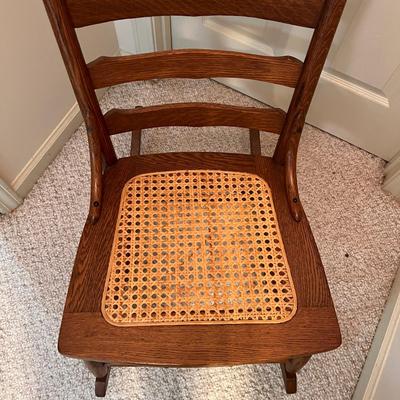 Oak Cane Seat Rocker & Oak Tall Table (BD-RG)