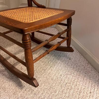 Oak Cane Seat Rocker & Oak Tall Table (BD-RG)