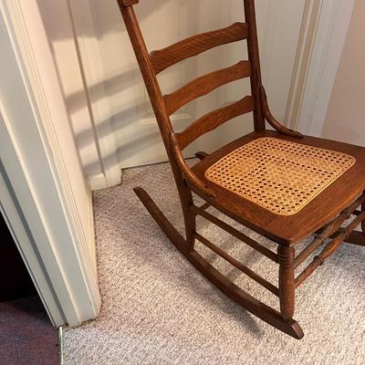 Oak Cane Seat Rocker & Oak Tall Table (BD-RG)