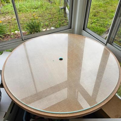 Blonde Colored Patio Table with Plexiglass Top (BSR-JS)