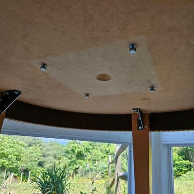 Blonde Colored Patio Table with Plexiglass Top (BSR-JS)