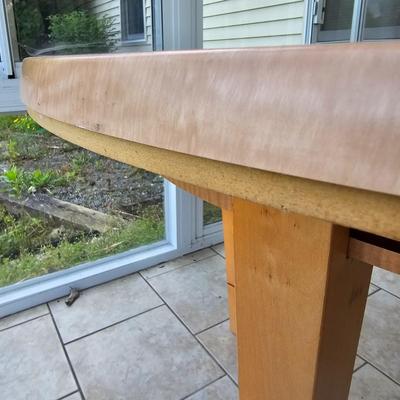 Blonde Colored Patio Table with Plexiglass Top (BSR-JS)